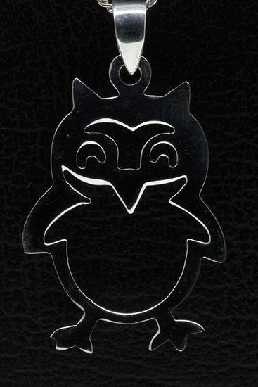 Silver Owl Chick Necklace Pendant