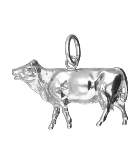 Silver Cow Solid Large Necklace Pendant