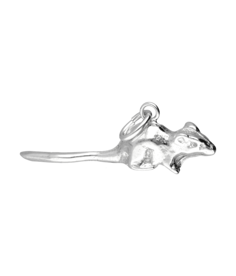 Silver Rat Necklace Pendant - Medium