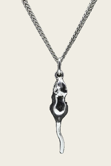 Silver Rat Necklace Pendant - Medium