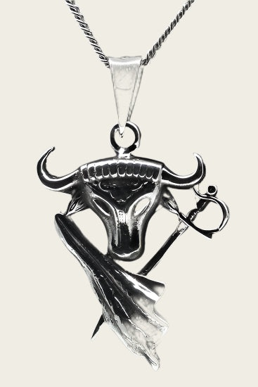 Zilveren Toreador Matador en stier ketting hanger