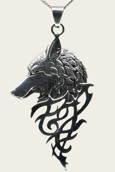 Zilveren Wolf gothic gezwart ketting hanger
