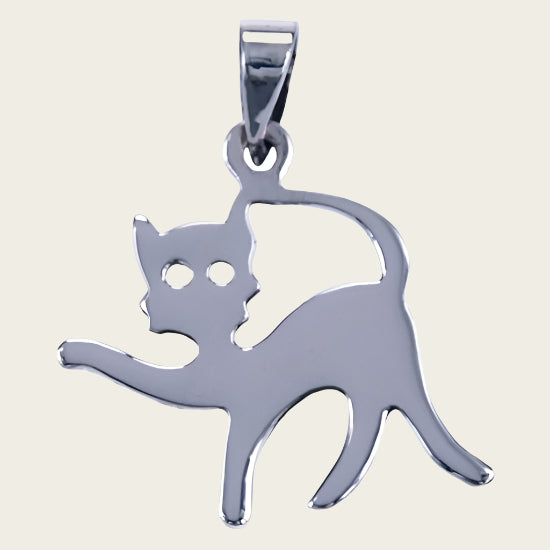 Silver Cat Smooth Necklace Pendant