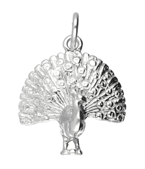 Silver Peacock Necklace Pendant