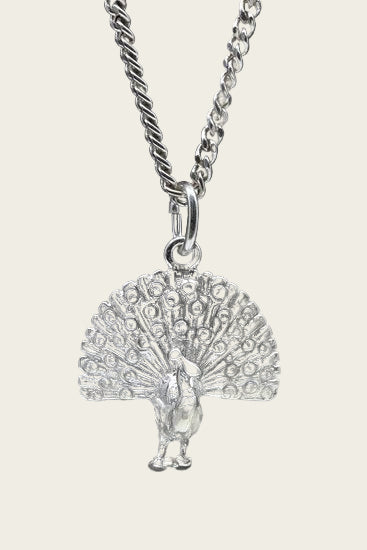 Silver Peacock Necklace Pendant