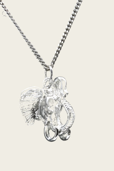 Zilveren Olifantenkop ketting hanger