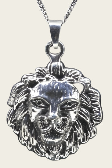 Zilveren Leeuwenkop ketting hanger