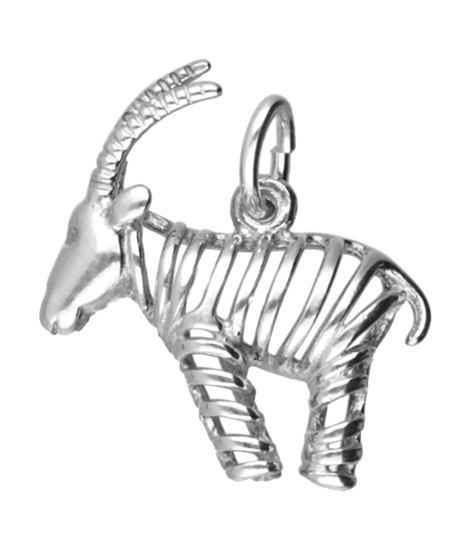 Silver Capricorn Openwork Necklace Pendant