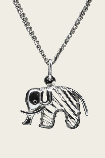Zilveren Olifant opengewerkt ketting hanger