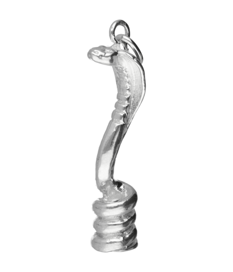 Zilveren Cobra slang XL ketting hanger