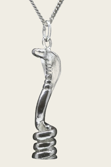 Zilveren Cobra slang XL ketting hanger