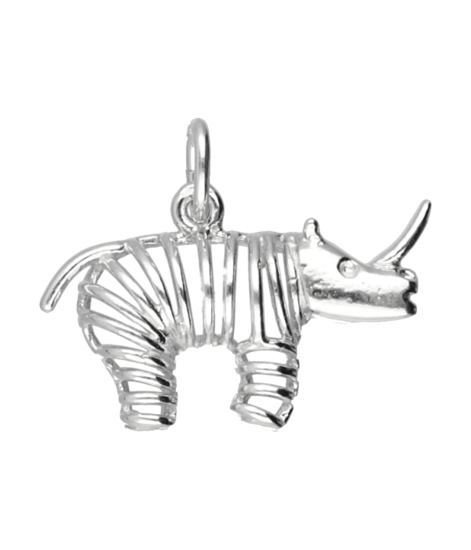 Zilveren Neushoorn opengewerkt ketting hanger