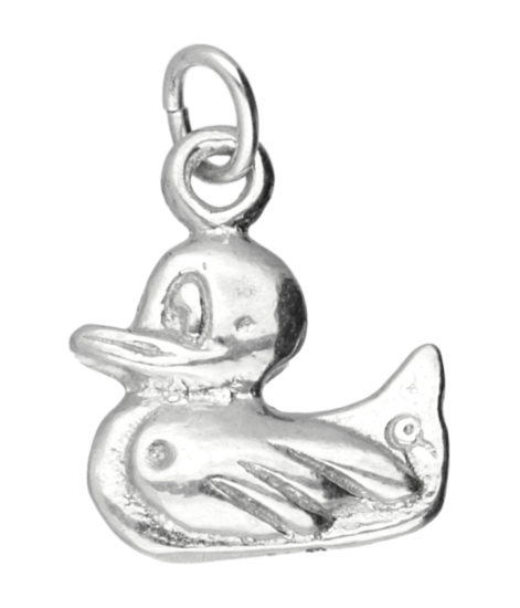 Zilveren Bad eend ketting hanger