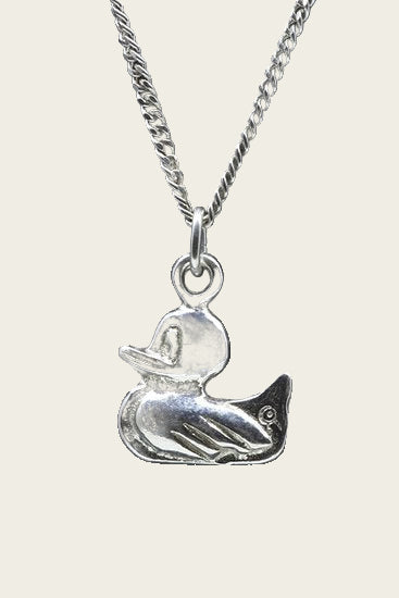Zilveren Bad eend ketting hanger