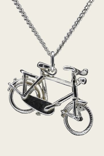 Silver Men's Bicycle Necklace Pendant