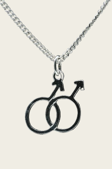 Zilveren Man/man teken ketting hanger