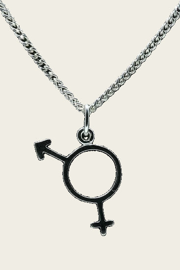 Zilveren Man/vrouw teken ketting hanger - 2