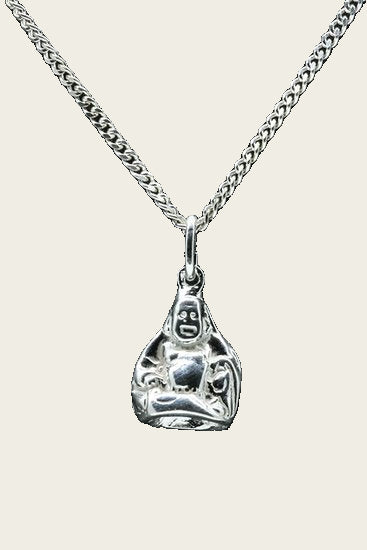 Zilveren Boeddha ketting hanger - middel