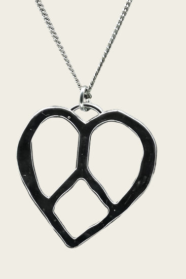 Zilveren Hart met vredesteken ketting hanger - massief