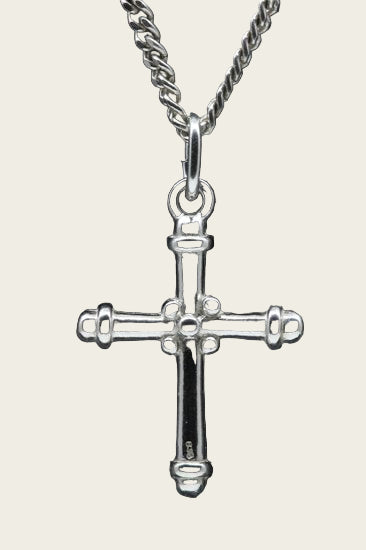 Zilveren Kruis bewerkt ketting hanger