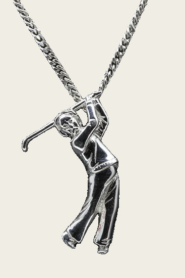 Zilveren Golfspeler swing ketting hanger