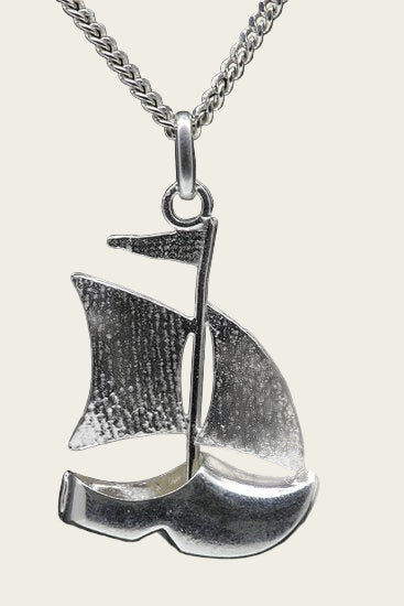Zilveren Klompenboot ketting hanger