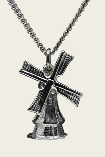 Zilveren Stellingmolen ketting hanger - achtkant klein