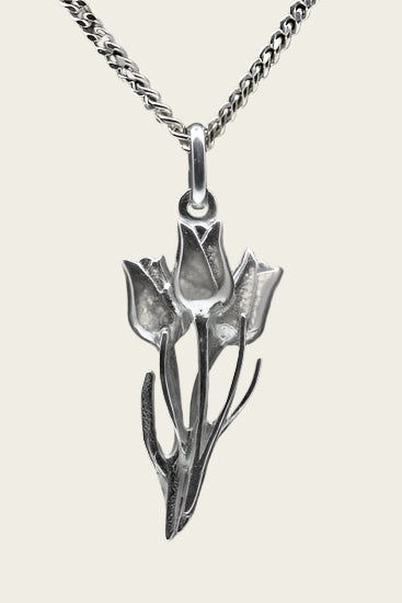 Zilveren Bos tulpen ketting hanger - middel