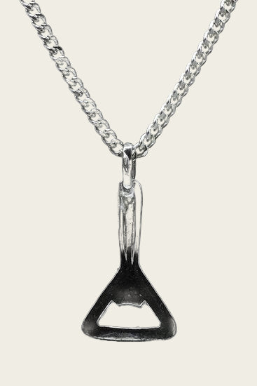 Zilveren Flesopener ketting hanger - klein