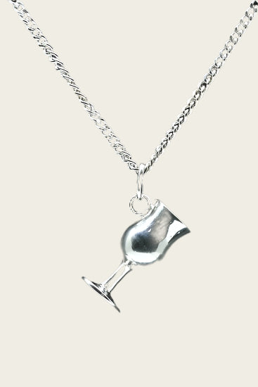 Silver Wine Glass Necklace Pendant