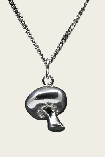 Zilveren Champignon ketting hanger