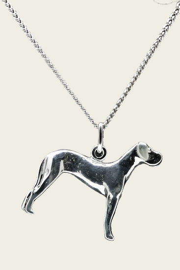 Zilveren Deense dog ketting hanger - groot