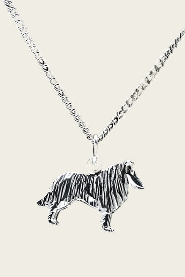 Zilveren Collie ketting hanger