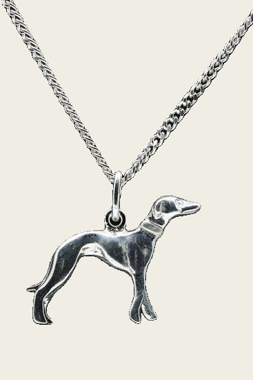 Zilveren Hazewindhond ketting hanger groot