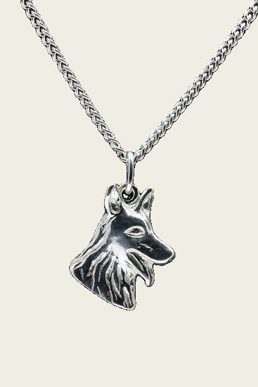 Silver Shepherd Dog Necklace Pendant - Head