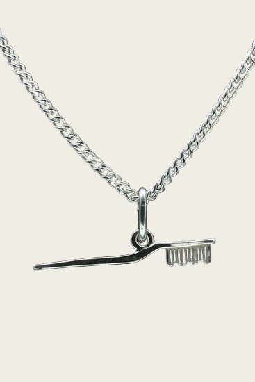Zilveren Tandenborstel ketting hanger