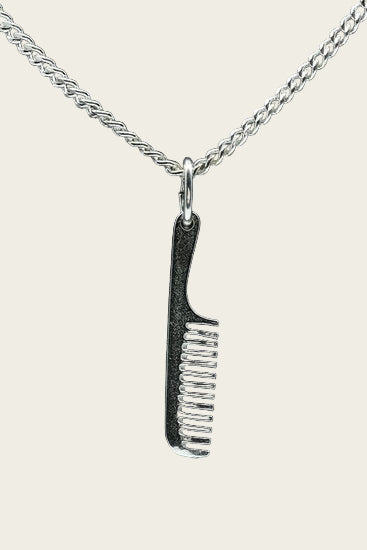 Zilveren Kam met steel ketting hanger