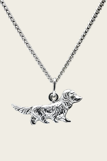 Zilveren Teckel ketting hanger - haar