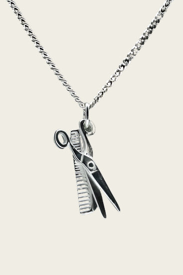 Zilveren Kam en schaar ketting hanger