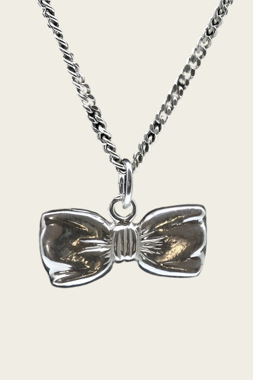 Silver Bow Tie - Bowknot Necklace Pendant