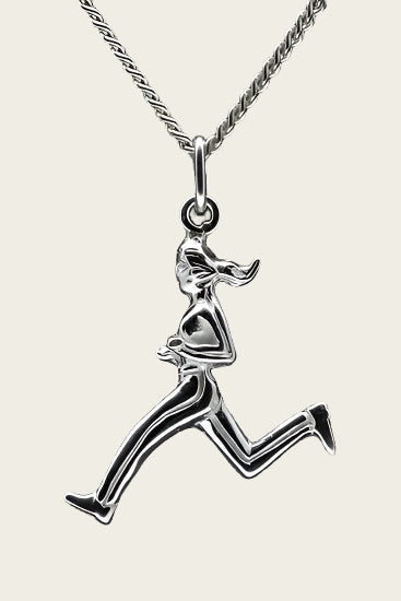 Zilveren Hardloopster ketting hanger