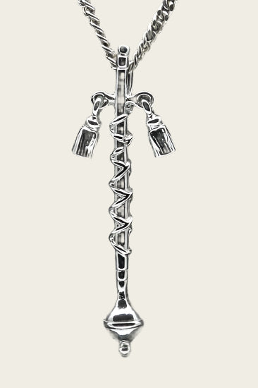 Zilveren Tamboermaitrestok ketting hanger