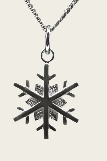 Zilveren Sneeuwvlok mat ketting hanger