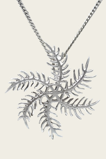 Zilveren Sneeuwvlok draai mat ketting hanger
