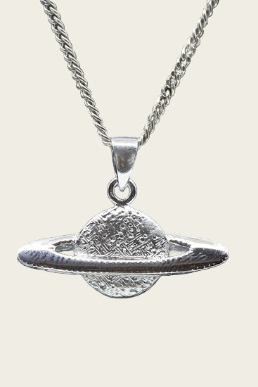 Zilveren Planeet Saturnus ketting hanger