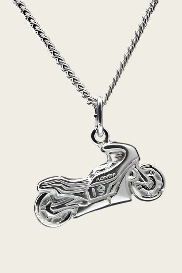 Zilveren Motor ketting hanger