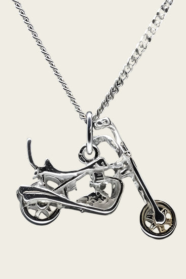 Zilveren Motor ketting hanger - easy rider 2