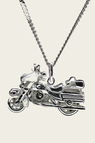 Zilveren Amerikaanse Motor ketting hanger - wielen draaibaar