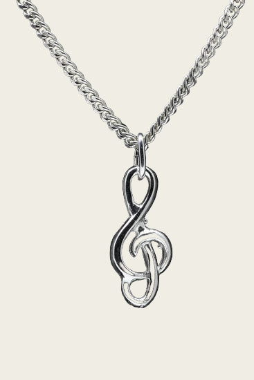 Zilveren Muzieksleutel ketting hanger - klein