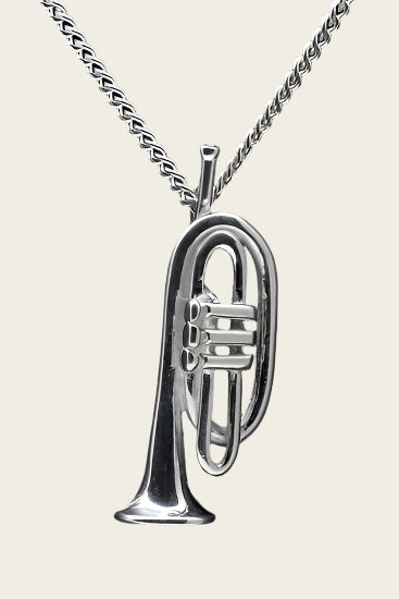 Zilveren Trompet ketting hanger - zwaar